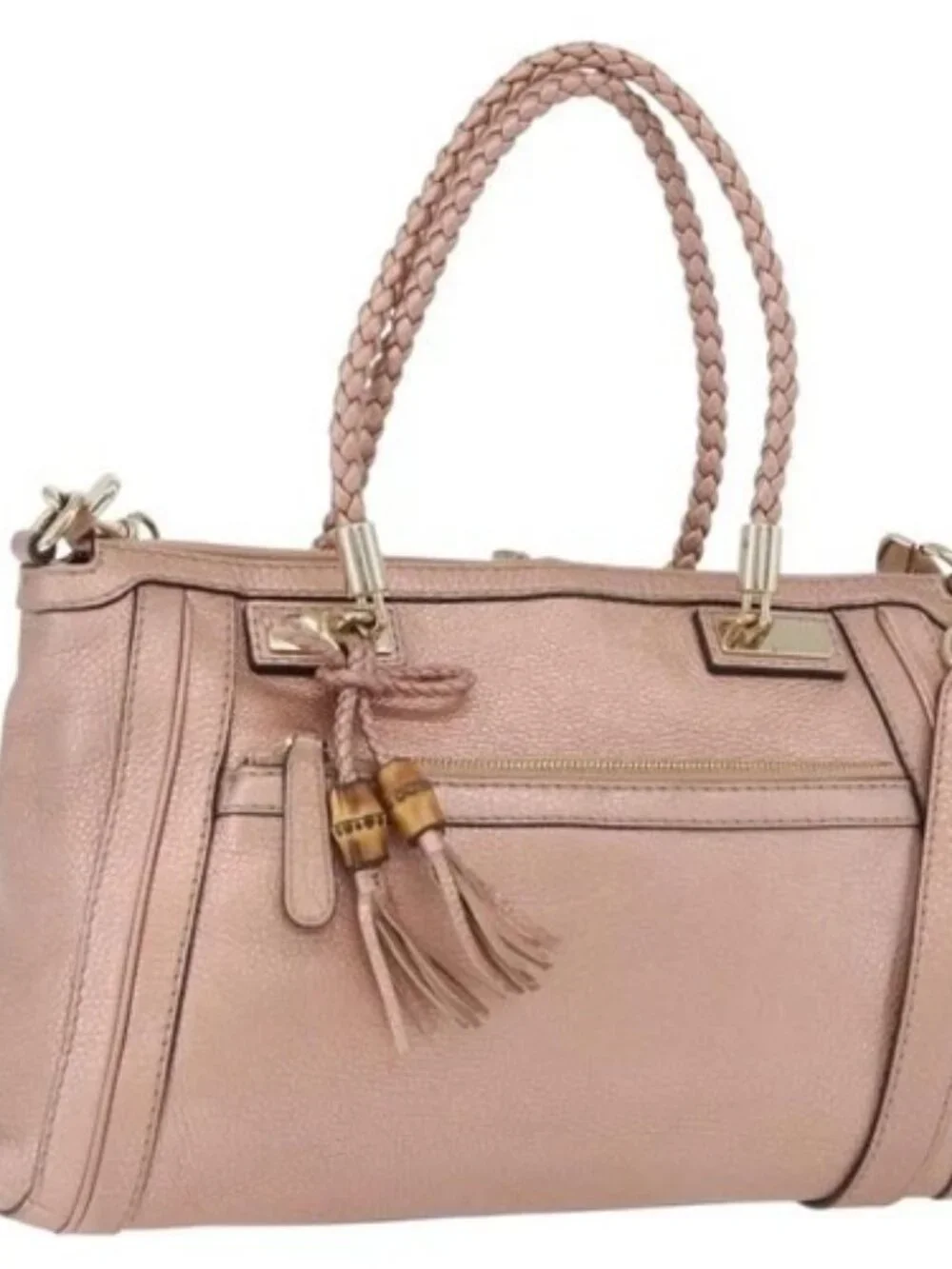 GUCCI Tote Bag Leather 2way Pink Gold 282300 Auth ka3524